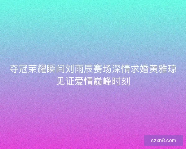 夺冠荣耀瞬间刘雨辰赛场深情求婚黄雅琼见证爱情巅峰时刻