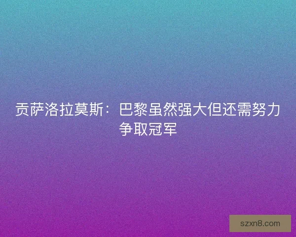 贡萨洛拉莫斯：巴黎虽然强大但还需努力争取冠军