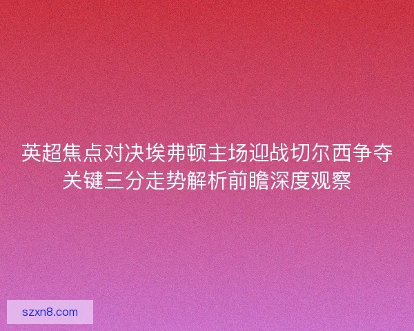 英超焦点对决埃弗顿主场迎战切尔西争夺关键三分走势解析前瞻深度观察