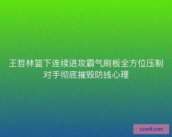 王哲林篮下连续进攻霸气刷板全方位压制对手彻底摧毁防线心理