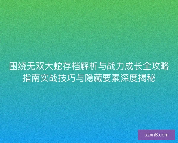 围绕无双大蛇存档解析与战力成长全攻略指南实战技巧与隐藏要素深度揭秘