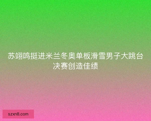 苏翊鸣挺进米兰冬奥单板滑雪男子大跳台决赛创造佳绩 苏翊鸣挺进米兰冬奥单板滑雪男子大跳台决赛创造佳绩