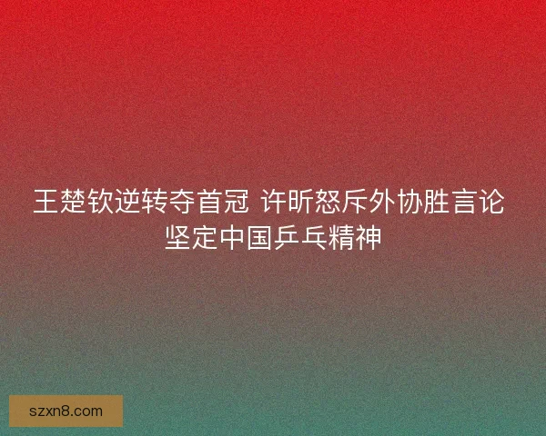王楚钦逆转夺首冠 许昕怒斥外协胜言论 坚定中国乒乓精神