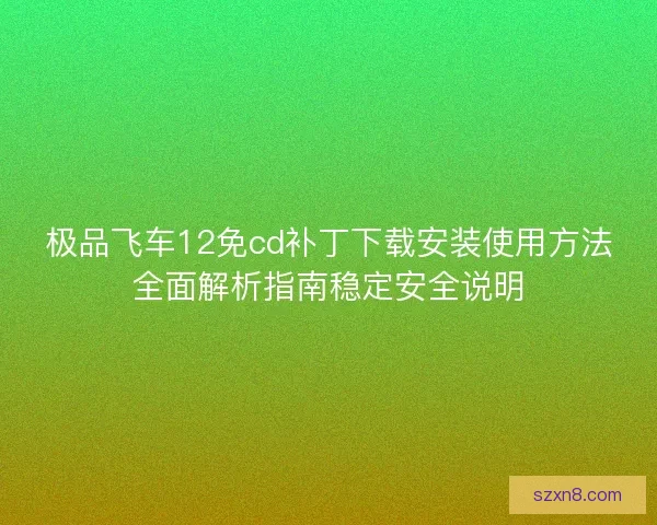 极品飞车12免cd补丁下载安装使用方法全面解析指南稳定安全说明